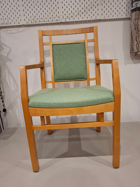 Vintage Art Deco inspired Carver Chair - Green Linen