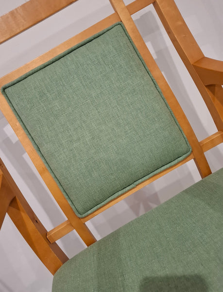 Vintage Art Deco inspired Carver Chair - Green Linen