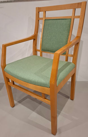 Vintage Art Deco inspired Carver Chair - Green Linen