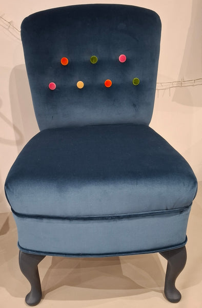 Vintage Cocktail chair in luxury blue velvet