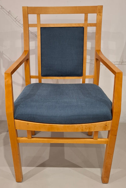 Vintage Art Deco inspired Carver Chair - Blue Linen