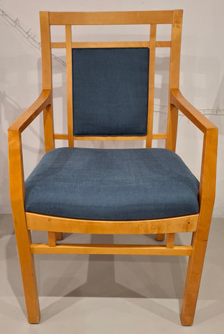 Vintage Art Deco inspired Carver Chair - Blue Linen