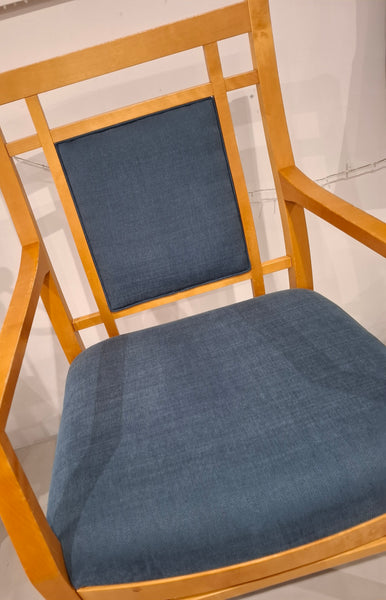 Vintage Art Deco inspired Carver Chair - Blue Linen