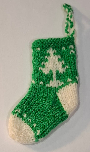 Handknitted Green Sock Hanging Decorations