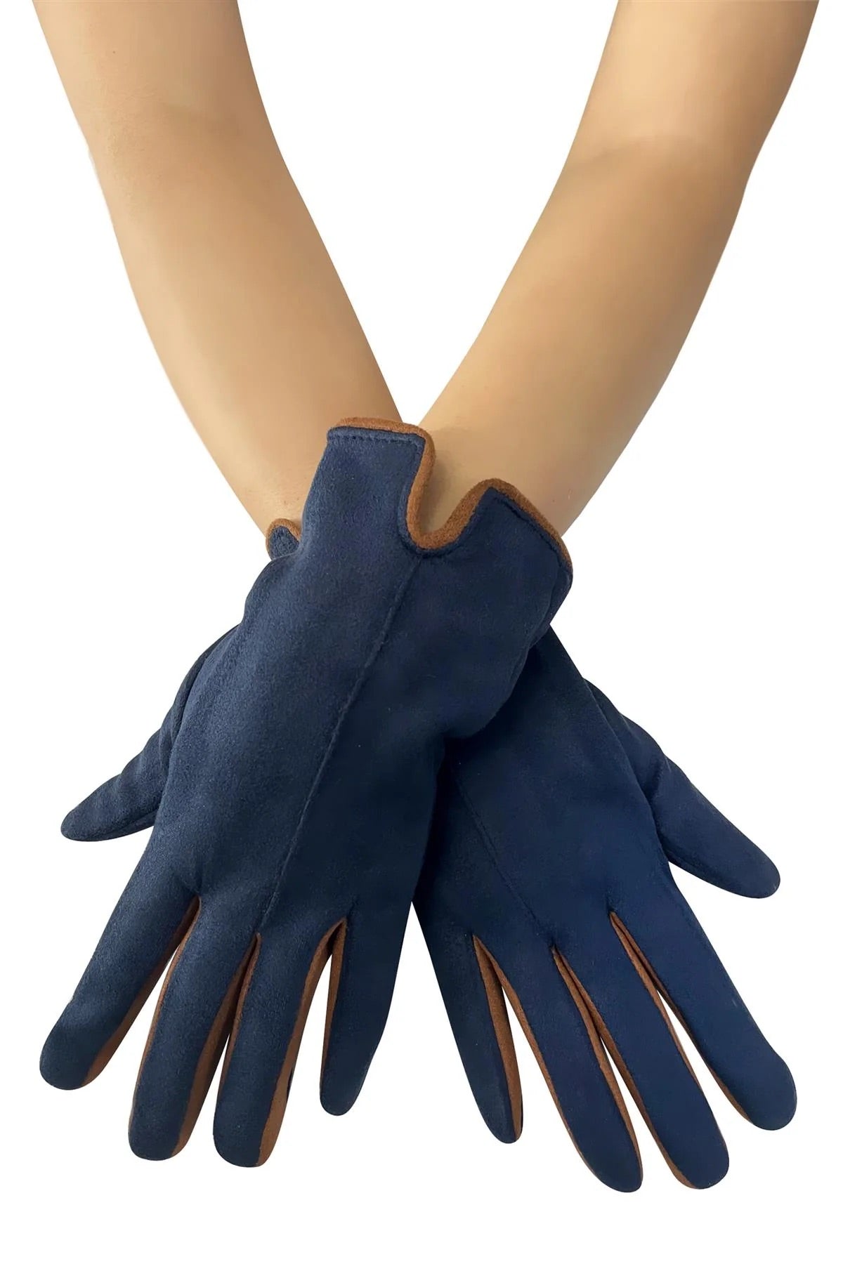 Classic Faux Suede Touchscreen Gloves - Navy