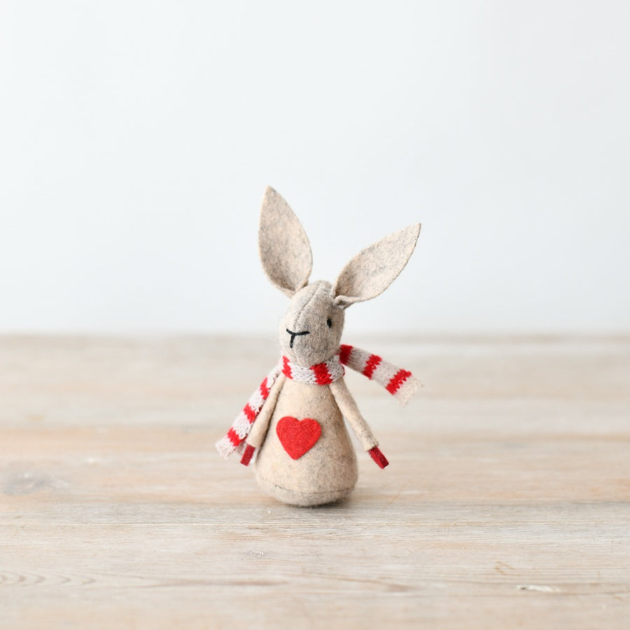 Beige Rabbit with red scarf