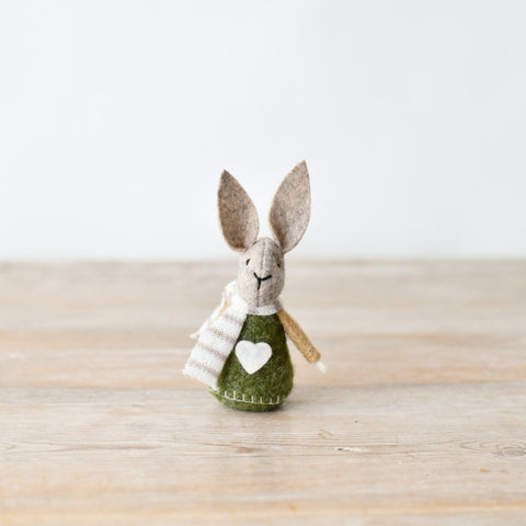 Green Rabbit with beige scarf