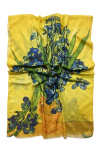 Van Gogh Irises Print Frayed Scarf