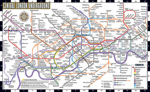 Central London Underground laminated map
