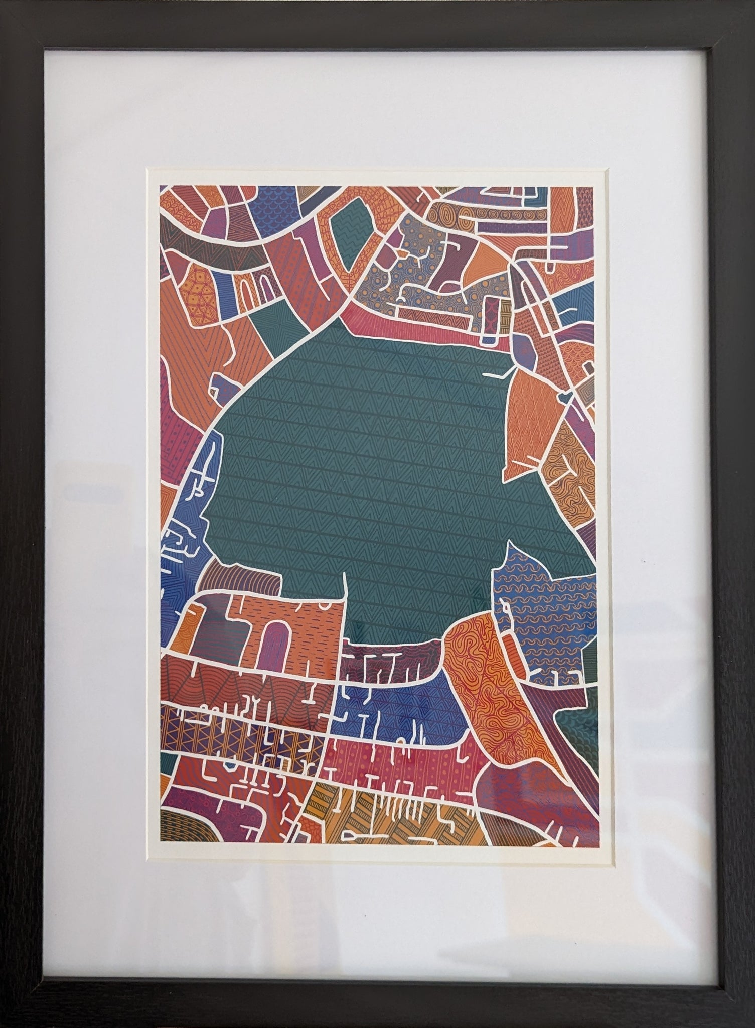 Beckenham Place Park Map - Framed A4 Print By Hazel East