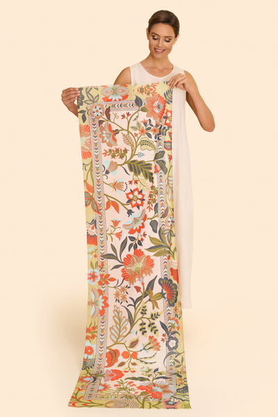 Cotton Scarf - Folky Floral - Coconut