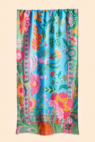 Cotton Scarf - Folky Floral - Cornflower