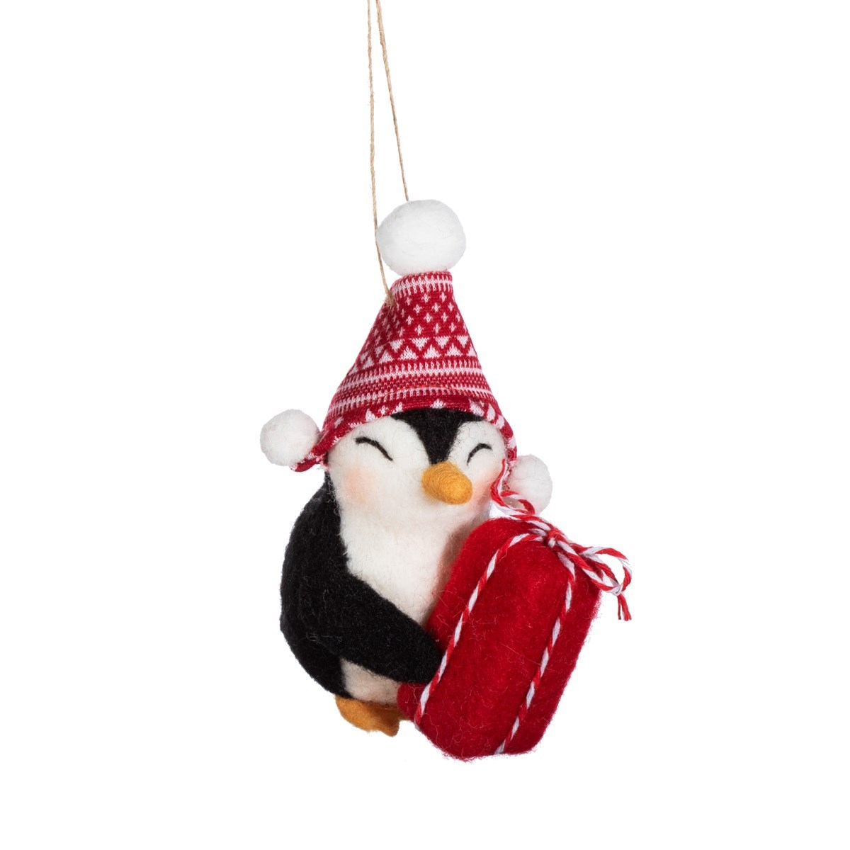 Hanging Felt Penguin with gift