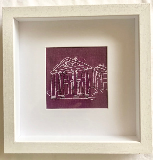 Framed Embroidery - Beckenham Place Park Mansion by Teri Berkengoff