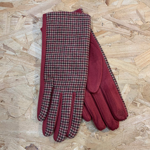 Touchscreen Gloves - Wine Dogtooth