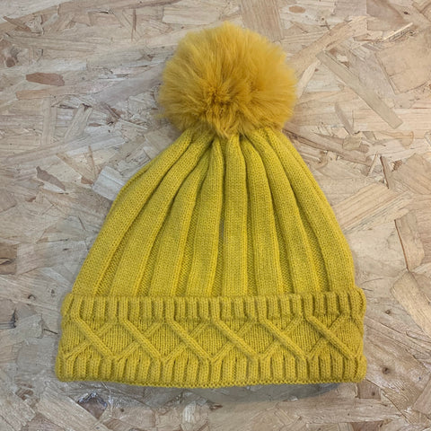 Pom Pom Beanie - Mustard