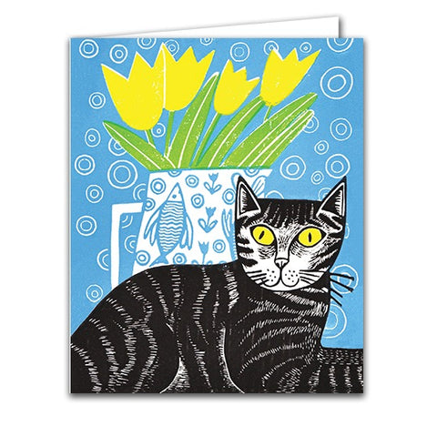 Cat and Flowers - Kat Lendacka