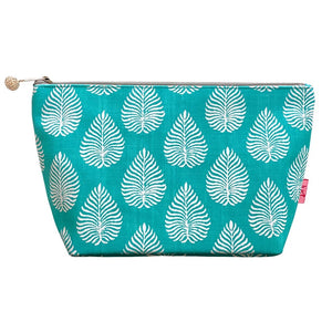 Large Cosmetic Purse - Leaf - Aqua