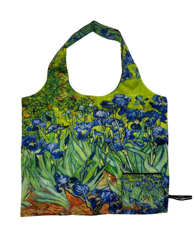 Van Gogh, Irises - Foldable 2 in 1 Shopper Bag & Purse