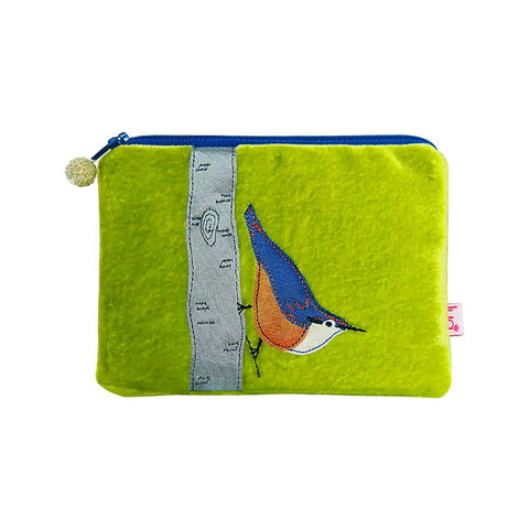 Velvet Purse - Nuthatch - Lime Green