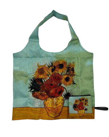 Van Gogh, Sunflowers - Foldable 2 in 1 Shopper Bag & Purse