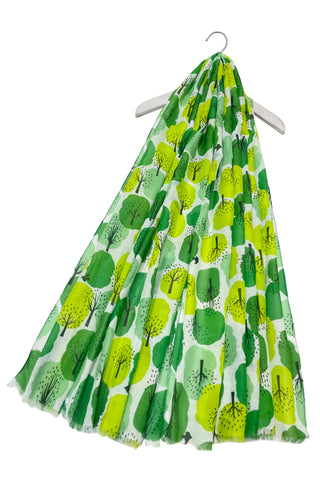 Abstract Tree Print Scarf - Green