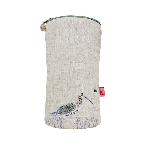 Appliqué Curlew Glasses Purse - Oatmeal Linen