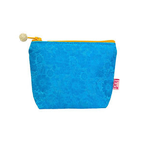 Silk Mix Mini Purse - Aqua Blue/Yellow Zip