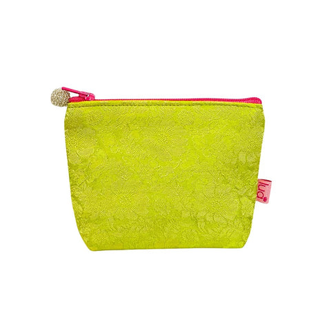 Silk Mix Mini Purse - Lime Green/Pink Zip