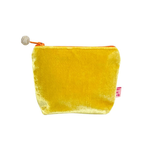 Mini Velvet Purse - Yellow/Orange Zip
