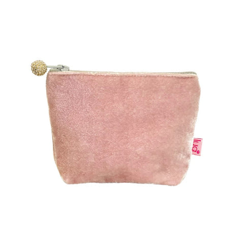 Mini Velvet Purse- Dusky Pink/Champagne Zip