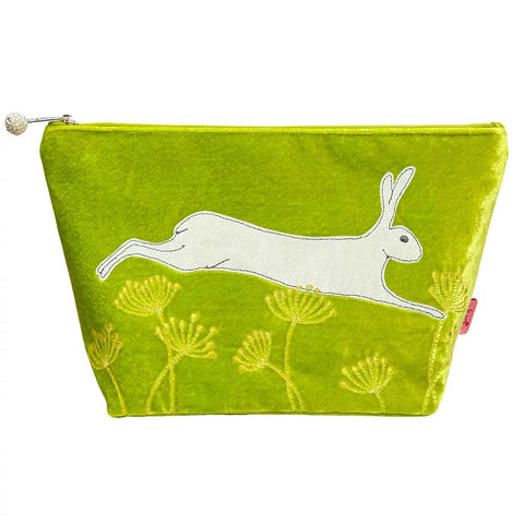 Appliqué Hare Large Cosmetic Purse - Lime Green