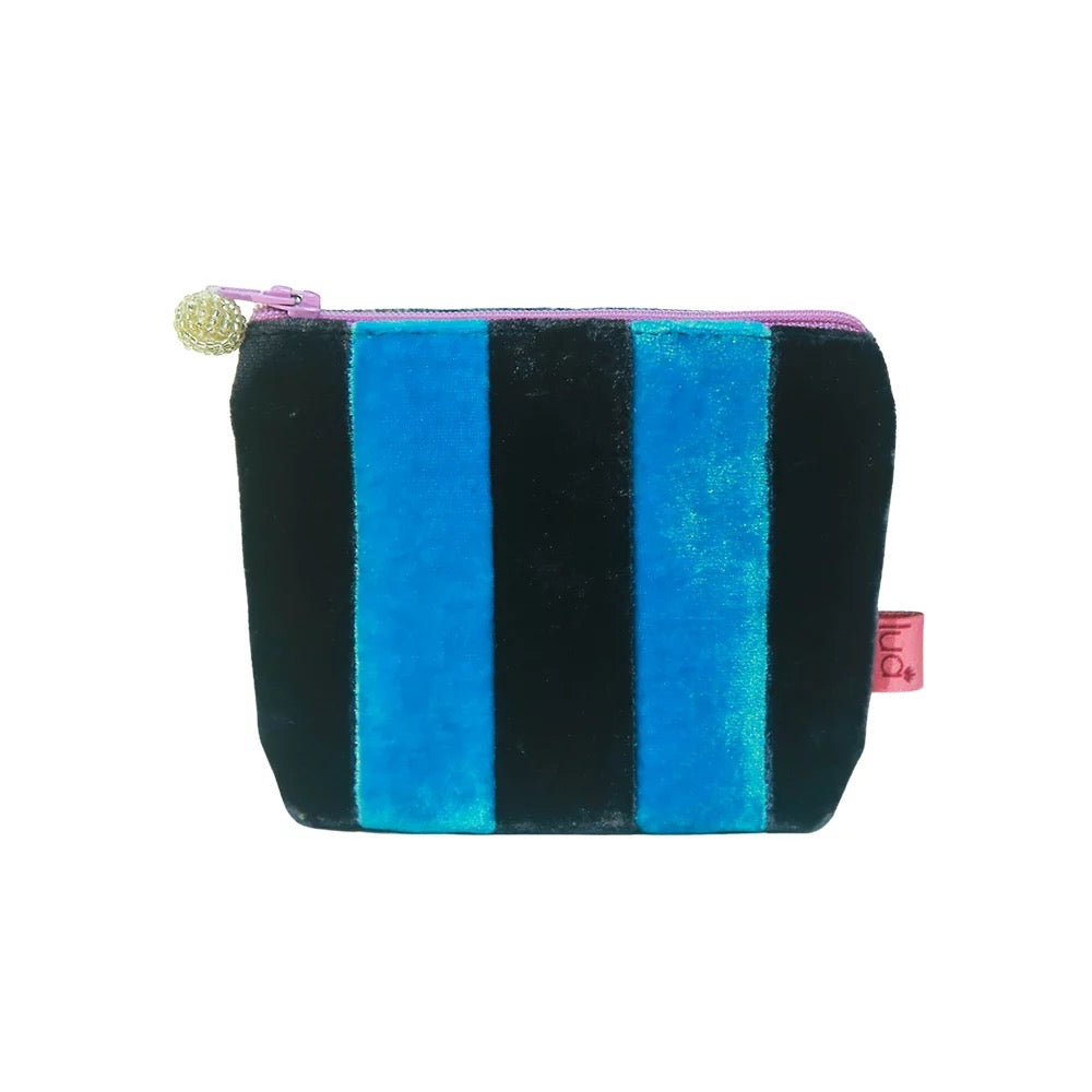 Mini Velvet Purse - Blue Stripe