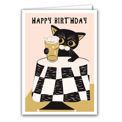 Happy Birthday - Cat & Beer - Anne Cakebread