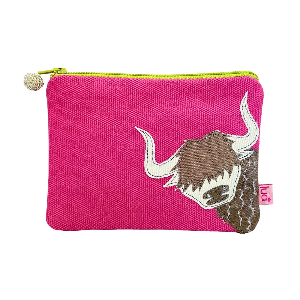 Applique Highland Cow Purse - Pink