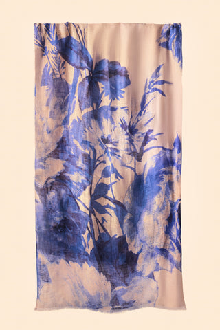 Linen/Cotton Scarf - China Blue Blooms