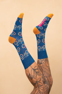 Mens Socks -  Commuter Bikes- Blue