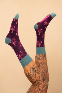 Mens Socks -  Lobsters - Damson