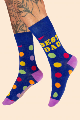 Mens Socks - Best Dad Polka Dot, Navy