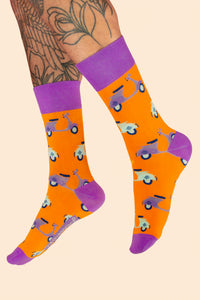 Mens Socks - Vintage Vespa, Tangerine