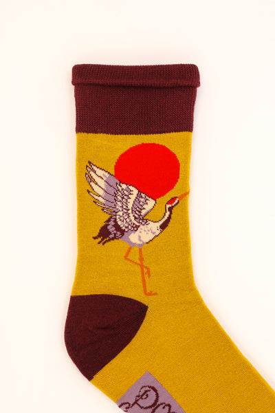 Men's Crane at Sunrise Socks - Mustard