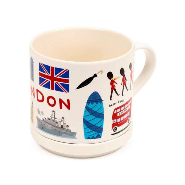 London Souvenir Porcelain Mug & Coaster Lid Set