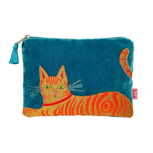 Applique Velvet Ginger Cat Purse