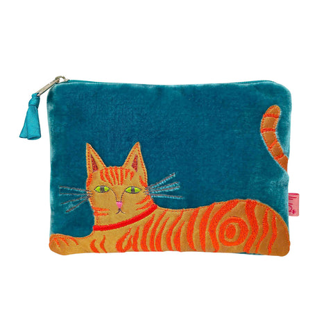 Applique Velvet Ginger Cat Purse