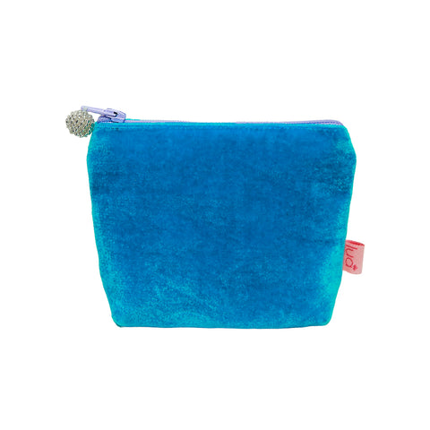 Mini Velvet Purse- Aqua/Mauve zip