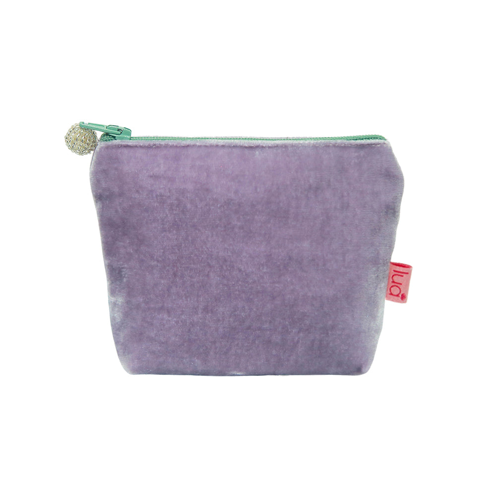 Mini Velvet Purse- Mauve/green zip
