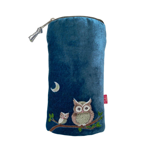 Velvet Glasses Purse- Appliquéd Owl