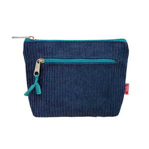 Corduroy 2 Zipped Purse  Navy