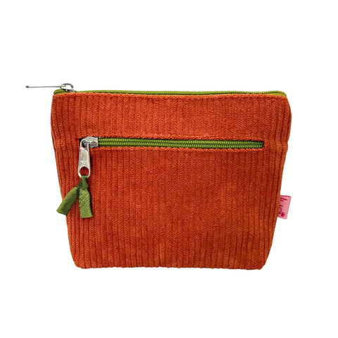 Corduroy 2 Zipped Purse  Dark Orange