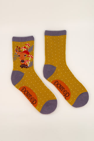 Doe & Toadstool Ankle Socks- Mustard